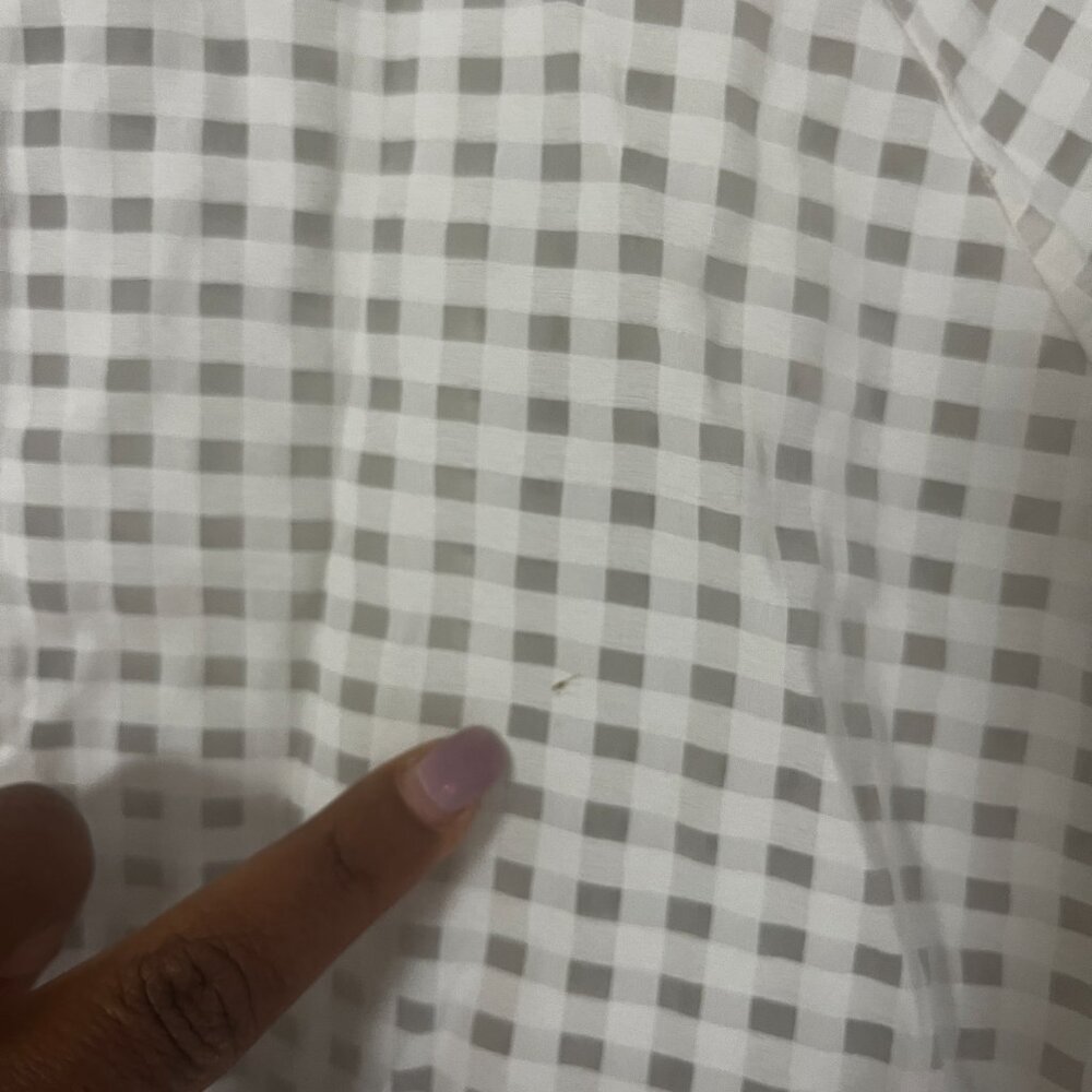 Fabletics White Checkered Windbreaker Jacket S - image 3